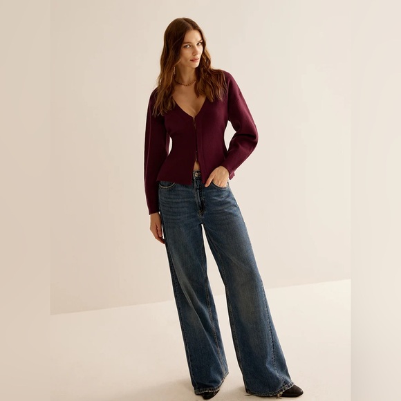 Commense V-Neck Slim Fitted Cardigan & Minimalist Slim Sweater Mini skirt set - Picture 6 of 16